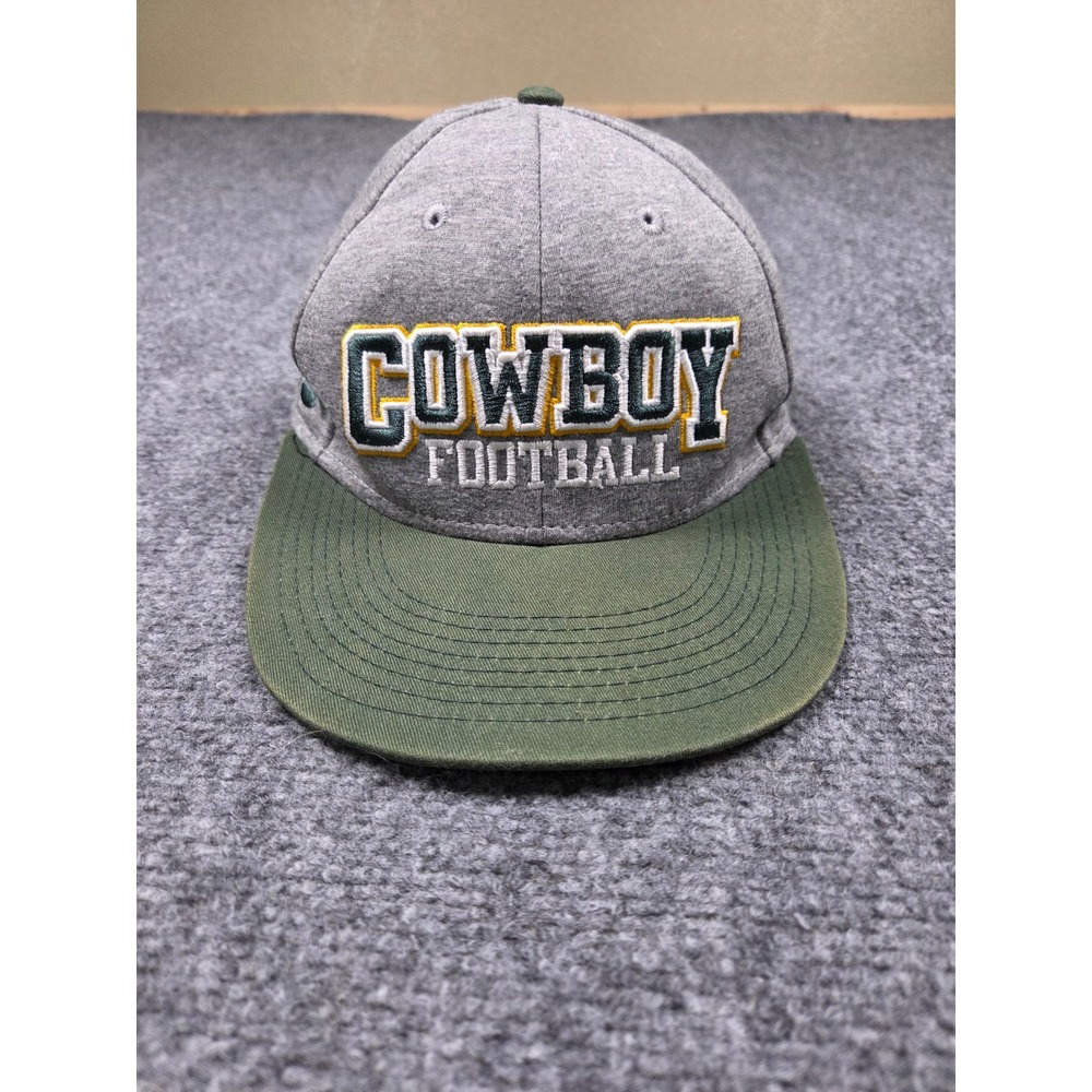 Wyoming Cowboys Snapback Hat OSFA Pukka Football Grey Green Cotton Flat Brim